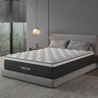 Queen Mattress, 14 Inch Hybrid Mattress in a Box with Individual Pocket Spring, Gel Memory Foam and Euro Top, Medium Firm Feel with Motion Isolation, Pressure Relief, Edge Support,Queen Size Black