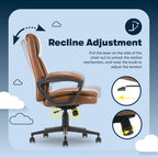 Serta Comfort Ergo Executive Office Chair, Ergonomic Mid-Back Design with Lumbar Support, Semi-Plush Double-Layer Seat Cushion, Padded Armrests, Swivel Metal Base, Bonded Leather, Cognac