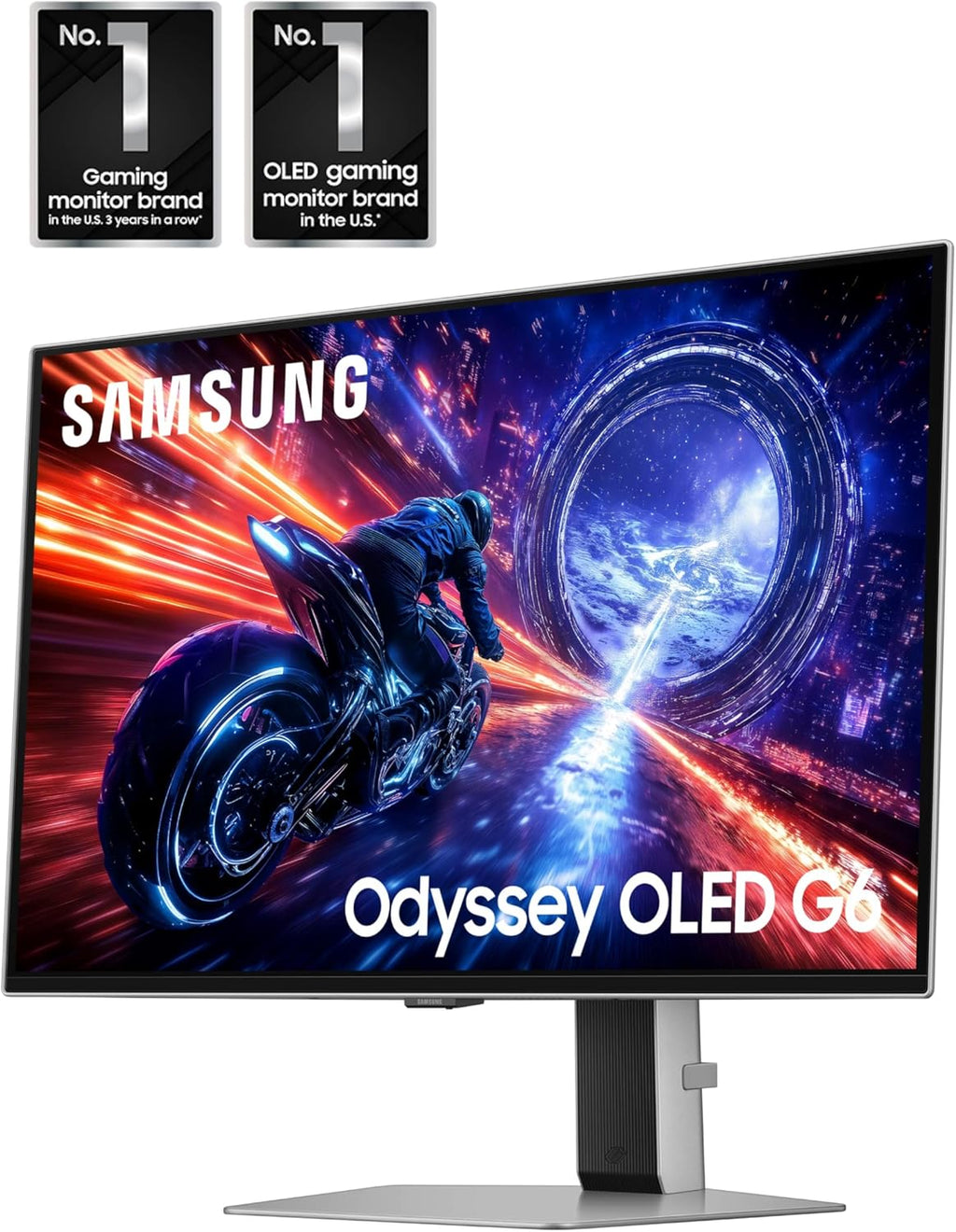 Samsung 27” Odyssey OLED G6 G60SF QHD QD-OLED Gaming Monitor  500Hz Refresh Rate  0.03ms (GtG) Response Time  G-Sync Compatible  VESA DisplayHDR TrueBlack 500  LS27FG602SNXZA  2025  3 Yr Warranty