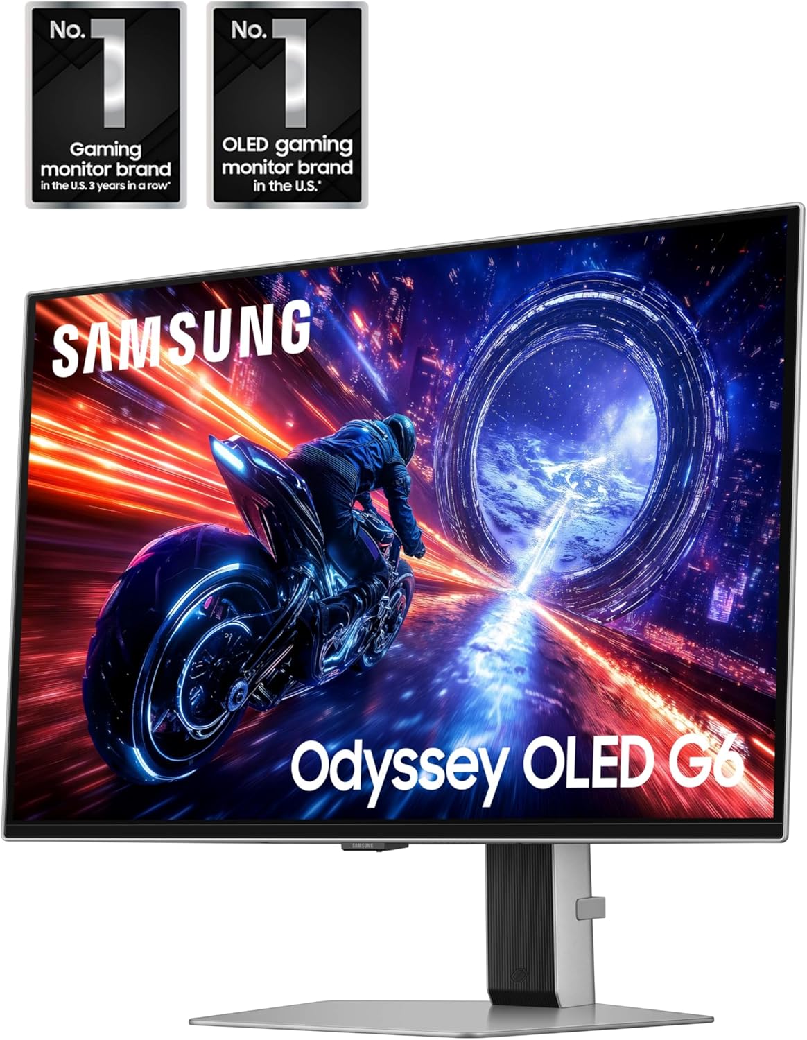Samsung 27” Odyssey OLED G6 G60SF QHD QD-OLED Gaming Monitor  500Hz Refresh Rate  0.03ms (GtG) Response Time  G-Sync Compatible  VESA DisplayHDR TrueBlack 500  LS27FG602SNXZA  2025  3 Yr Warranty