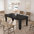 GarveeHome Farmhouse Dining Table for 6-8 People, 71 in Long Kitchen Tables with Wooden Sturdy Frame, 6 ft Large Rectangular Dinner Table for Dining Room, Kitchen, Black, 63" Non-extendable