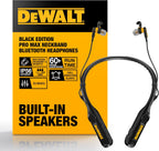 DEWALT Black Edition Pro Audio Bundle: Heavy-Duty 2-in-1 Bluetooth Neckband Headphones + Rugged EVA Travel Case