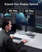 Anker 778 Thunderbolt Docking Station (12-in-1  Thunderbolt 4)  40 Gbps with Max 100W Charging for Laptop  Single 8K  Quad 4K Display  Ethernet  6 USB Ports for Dell  HP Laptops and More(Gray)