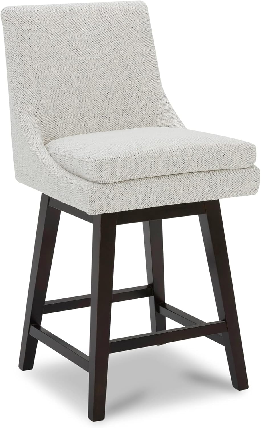 CHITA Bar Stools Set of 2, Counter Height Swivel Barstools, FSC Certified Morden Upholstered Fabric Counter Chairs with Back Support, 26.8" H Seat Height, Fabric in Ivory