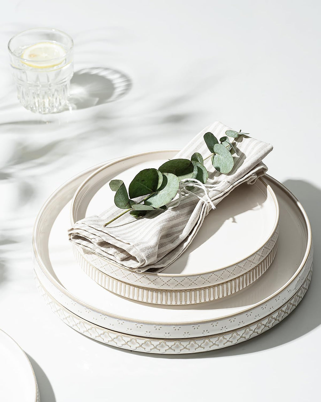 Getstar Dinnerware Sets, Plates and Bowls Sets (10.5” Dish + 8” Dish + 6” Bowl) for 4, Microwave and Dishwasher Safe, Ceramic Dinnerware Set (12 Piece)