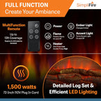 SimpliFire Electric Fireplace Insert, 32-Inch, Textured Logs, Remote Control, 1500W Heater (GI-32-ZC)