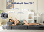 MAXYOYO Convertible Sofa Bed, Fold Out Loveseat Sleeper Sofa with Pillow, 4 in 1 Tufted Folding Couch Bed Foam Floor Couch, Lazy Chair for Living Room Bedroom Guest Room, Dark Grey