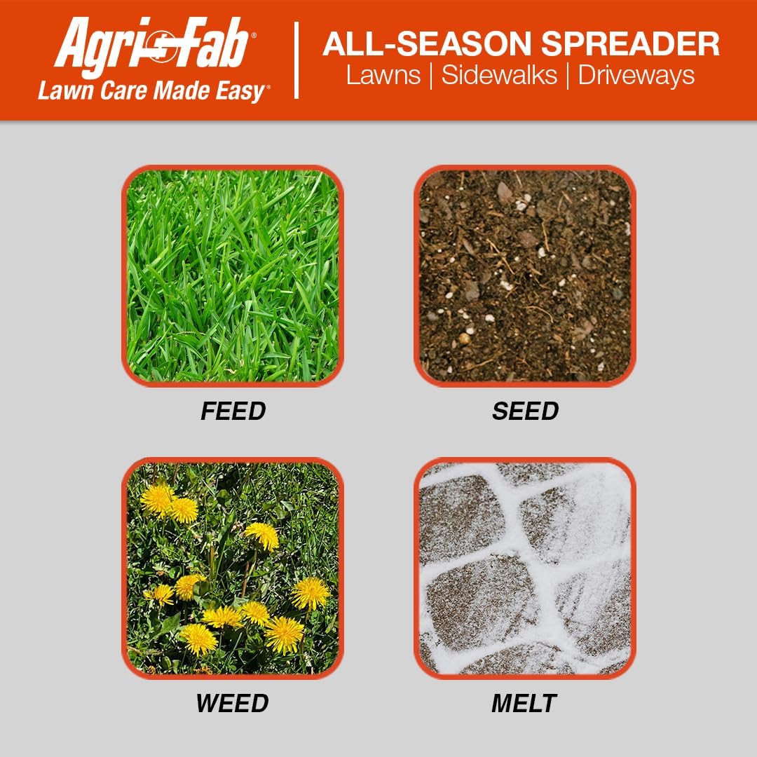 Agri-Fab 45-0614 130 lb. Push Lawn & Garden Broadcast Spreader for Seed Fertilizer Salt Ice Melt; Walk Behind with Easy to use Flow Control Lever