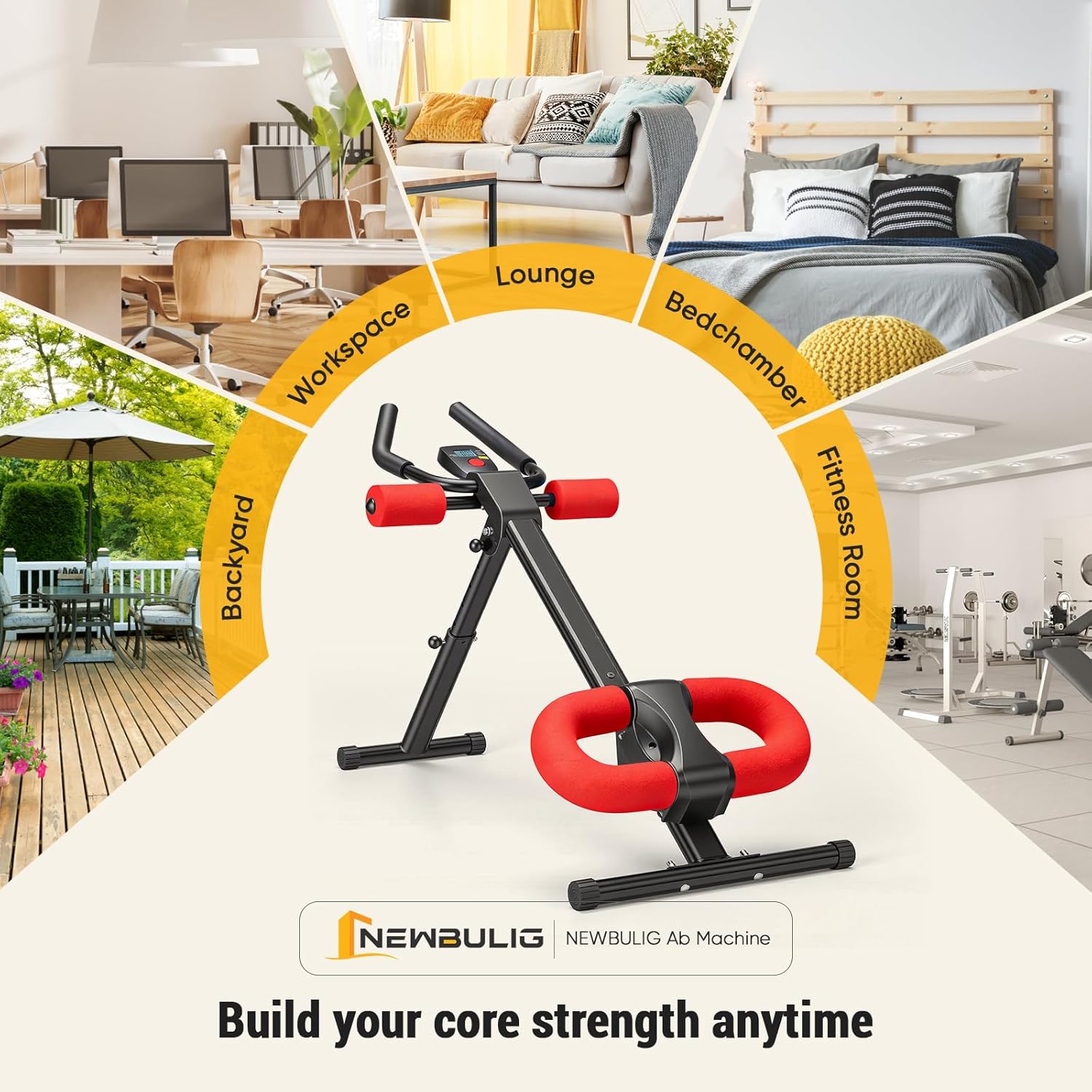 NEWBULIG Ab Machine, Abs Workout Equipment for Home Gym, Adjustable Ab Trainer Machine for Stomach Workout, Foldable Abdominal Trainer