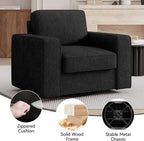 Swivel Accent Sofa Chair Set of 2, 360 Degree Rotation 36'' Width Oversized Wingback Armchair Linen Fabric Single Thick Cushion Soft Living Room, Office Black