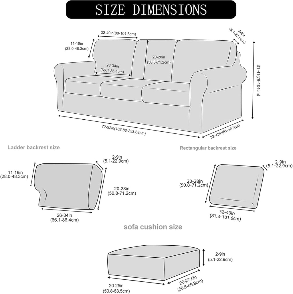 7 Pieces Velvet High Stretch Sofa Covers for 3 Cushion Couch Sofa Slipcovers, Washable Furniture Protector with Drawstring Anti Slip Bottom, Soft and Plush Fabric for Kids and Pet (Coffee)