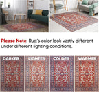 Keen Home Design 10x14 Rug - Machine Washable Area Rug with Non-Slip Backing, Ideal for Living Room, Dining Room, Bedroom - Vintage, Easy Clean, Durable, Low Pile Rug - (9'7" x 14')