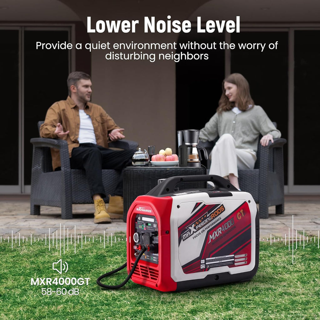 maXpeedingrods 4000 Watt Dual Fuel Inverter Generator with Bluetooth® Control Start and Display  RV Ready  Electric Start  Quiet for Outdoor Camping  Home Backup  Garden .PGMA Compliant