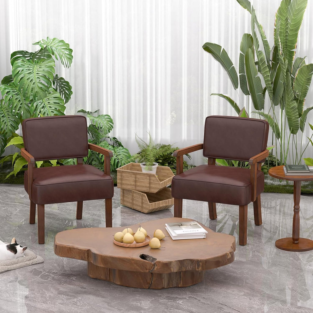 FAGAGA Accent Chair, PU Leather Living Room Chairs Oversize with Soft Seat and Armrests for Living Room Dinning Room Bedroom Reading Room Waiting Room