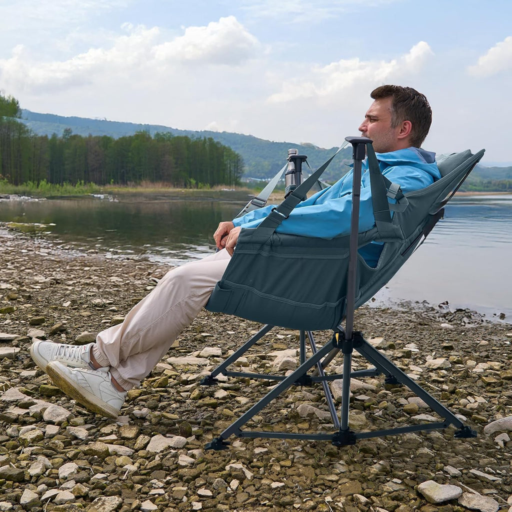 TIMBER RIDGE Hammock Camping Chair with Adjustable Backrest, Heavy Duty Folding Hammock Chair Supports 300lbs, Portable Hammock Chair for Camping, Travelling and Patio, Blue