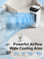 Uthfy Portable Air Conditioners, 3 IN 1 Evaporative Air Cooler with Detachable Water Tank, 6 Ice Packs, 12H Timer, 120° Oscillation, Remote, 3 Speeds, 4 Modes, Swamp Cooler for Bedroom, Office