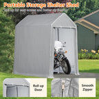 GarveeLife Carport Canopy, 6x9 ft Heavy Duty Carport Waterproof, Portable Garage With Removable Sidewalls & Doors Car Canopy With All-Season Tarp for Motorcycle, Bike, Garden Tools, Grey