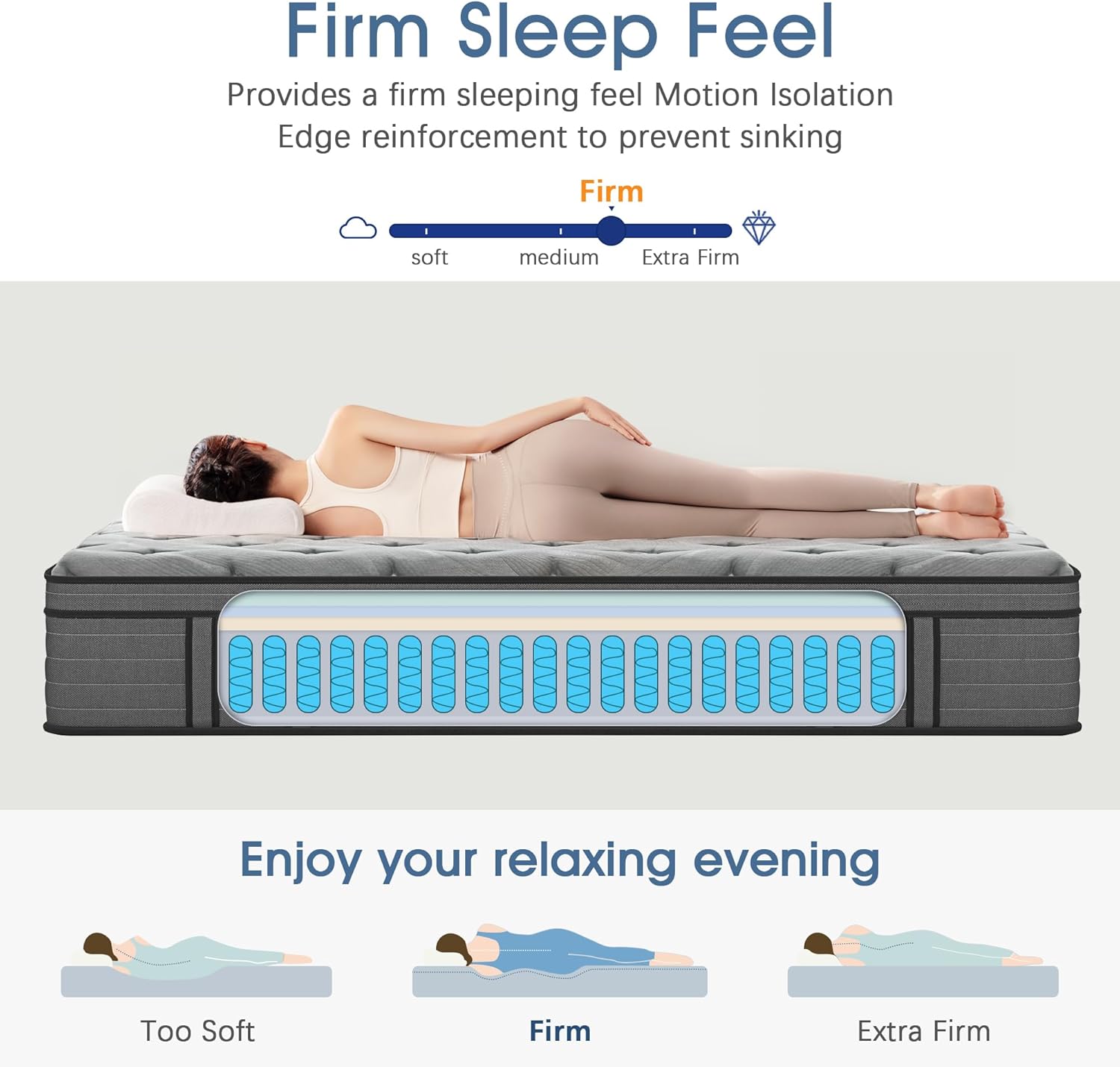 Extra Firm Queen Mattress,12 Inch Queen Mattress for Back Pain with Gel Memory Foam - Extra Lumbar Support & Shoulder Support,CertiPUR-US Certified,Edge Reinforcement,Fiberglass Free - No Odor
