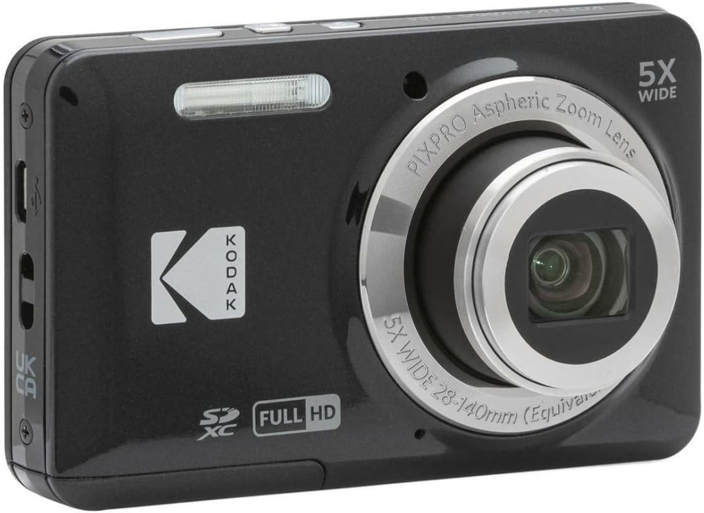 Kodak PIXPRO Friendly Zoom FZ55 Digital Camera (Black) Bundle with 32GB SD Card  Camera Case  and Battery Travel Charger (4 Items)