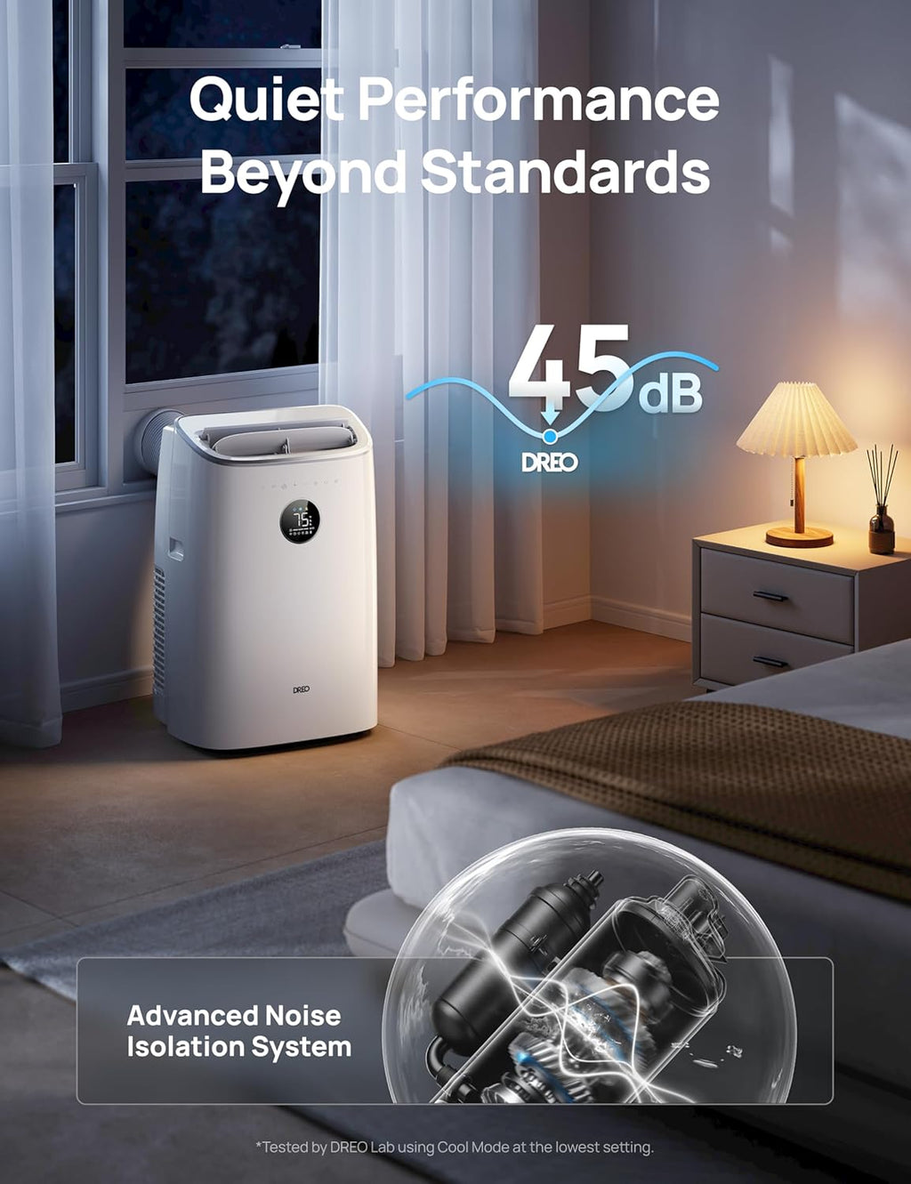 DREO Portable Air Conditioners, 8000 BTU ASHRAE (5000 BTU DOE) Smart AC Unit for Bedroom with Drainage-free Cooling, 45dB Quiet, APP/Voice/Remote, Portable AC for Room Indoors, AC318S