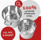 CONCORD 36 QT Stainless Steel Stock Pot w/Basket. Heavy Kettle. Cookware for Boiling (36)
