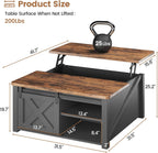SEDETA 31.5" Lift Top Coffee Table with Storage, Square Coffee Tables for Living Room, Farmhouse Coffee Table with Large Hidden Storage Compartment and Adjustable Shelves, Black