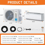 Albott 9100 BTU Mini Split Air Conditioner and Heater, SEER2 20.5, 115V, Inverter Heat Pump AC with Wi-Fi Smart Control, Voice Assistant, Self-Cleaning, Compatible with Alexa, Cools up to 450 Sq. Ft.