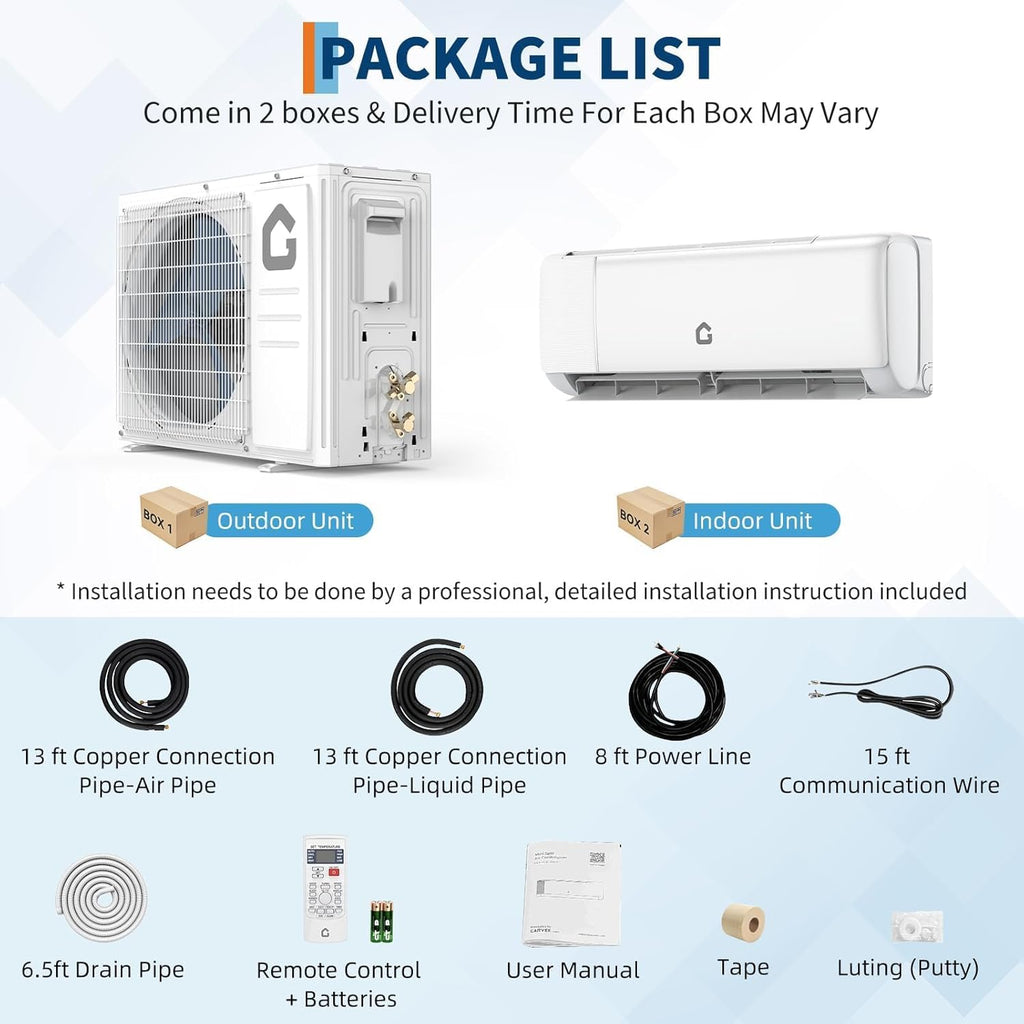 IDEALHOUSE 24,000 BTU Mini Split Air Conditioner and Heat Pump, 21 SEER2 Ultra Quiet 208-230V Ductless AC with WiFi & Alexa Control, Cools/Heats up to 1500 Sq.Ft, Easy Installation Kit