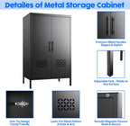 Metal Storage Cabinet with Adjustable Shelves,Metal Sideboard Cabinet with 2 Doors for Home,Office, 42" H x 26" W x 14" D,Assembly Required,Black