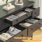 10 Drawer Large Black Dresser for Bedroom, 47.2" Long Chest of Drawers with Deep Drawers, Modern Wooden Storage Dresser for Closet, 36.2" Tall TV Stand for Living Room, Hallway, Entryway