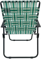 MOUNTAIN SUMMIT GEAR Retro Webbed Camping Chair - Lightweight, Foldable, Durable Steel Frame, 300lb Capacity, Vintage Stripes by Caddis Sports (1, Sage Green)