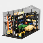 ZZM Outdoor Storage Shed 6x11 Ft  All-Weather Resistant Resin Garden Sheds & Outdoor Storage Clearance with Floor and Windows  Double-Layer Plastic Tool Shed for Backyard  Patio & Lawn (Gray)