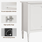 RoyalCraft 59" Buffet Cabinet with Storage, Vintage Sideboard with Adjustable Shelves & Carved Handle, Mid Century Modern Painted Credenza Coffee Bar for Kitchen, Dining Room, Satin White