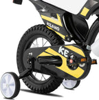 KEANO Motocross Style Kids Bike for Boys Girls Ages 3-7 Years, 12 & 16 Inch Bikes with Training Wheels and Number Plate, Children Bicycles Black