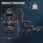 Homall Gaming Chair with Massage & Footrest, Ergonomic Computer Office Chair, High-Back Racing Style Reclining Chair with Adjustable Lumbar Support, Breathable Tech Fabric for Adults (Dark Black)