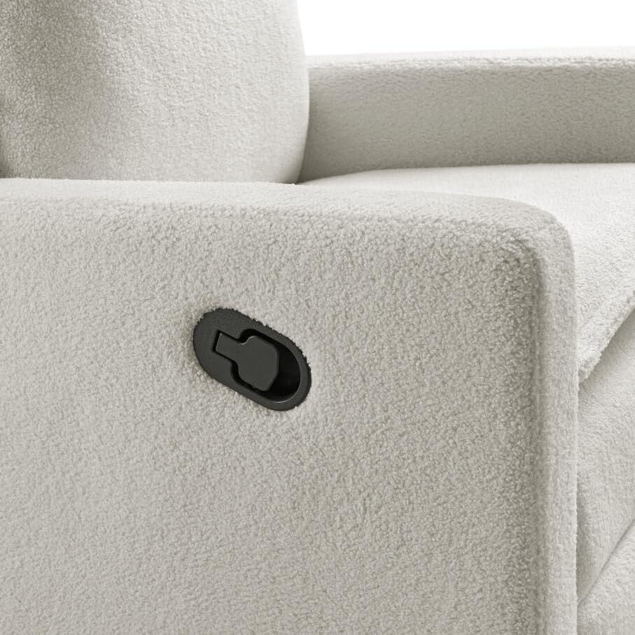 Oxford Baby Uptown Upholstered Glider Recliner Rocking Chair 360° Swivel for Nursery and Living Room – Boucle White