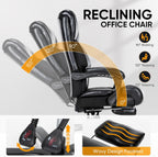 Executive Office Chair with Foot Rest Big and Tall Office Chair for Heavy People Ergonomic High Back Recline Chair Large Computer Desk Chair Black