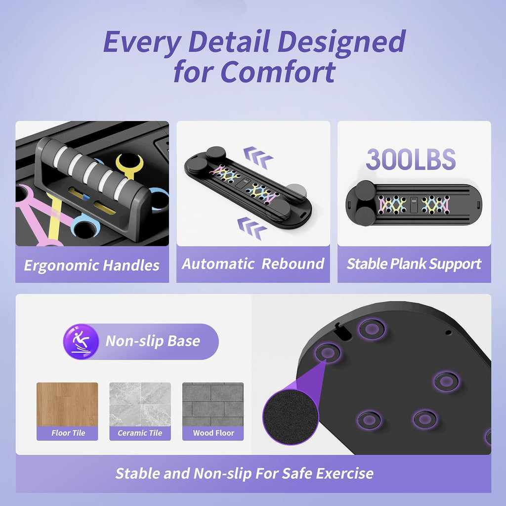 Pilates Board Reformer 15-in-1: Split & Foldable Design, Portable Home Gym with Digital Display, Resistance Bands, Balance Board for Women's Full Body & Core Training