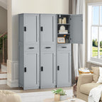 usikey 67“ Tall Bathroom Cabinet, Storage Cabinet with 4 Shelves & 2 Doors, Narrow Storage Cabinet for Bathroom, Living Room, Home Office, Greige UNSNG040G