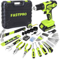 FASTPRO 177-Piece 20V Cordless Lithium-ion Drill Driver and Home Tool Set, Household Repairing Tool Kit with Drill in Storage Case, Green