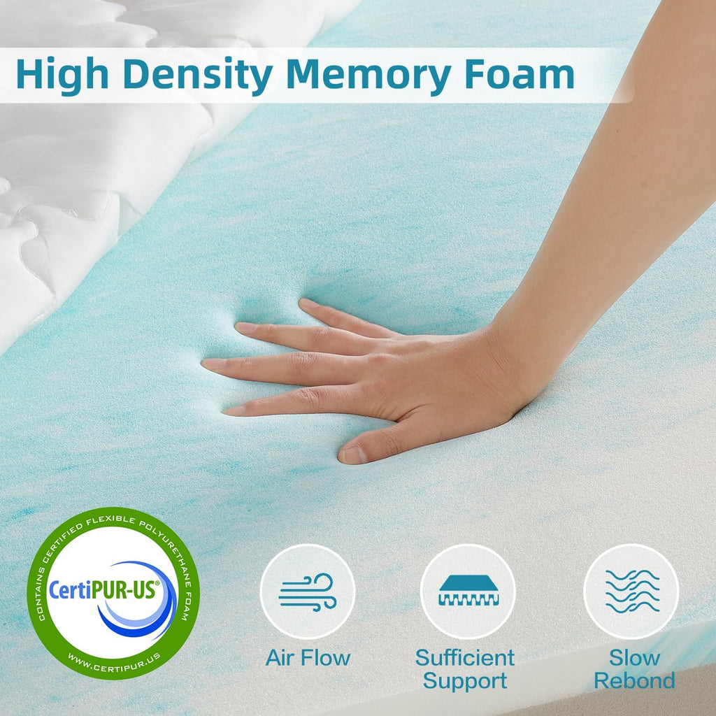 SAPHREAS Memory Foam Mattress Topper King Size, Back Pain & Pressure Relief, 3" Cooling Gel Memory Foam and 1" Soft Ventilated Mattress Pad Cover, 5-Zone Egg Crate Bed Topper
