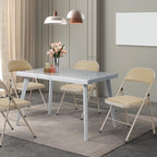 VINGLI 6 Pack Folding Chairs with Padded Seats, Metal Frame with Pu Leather Seat & Back, Capacity 350 lbs, Set of 6, Khaki