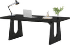 Tribesigns 70.86-Inch Executive Desk, Large Black Computer Office Desk with Wooden Legs, Modern Simple Style Rectangle Writing Table, Workstation or Business Table for Home Office (Black)