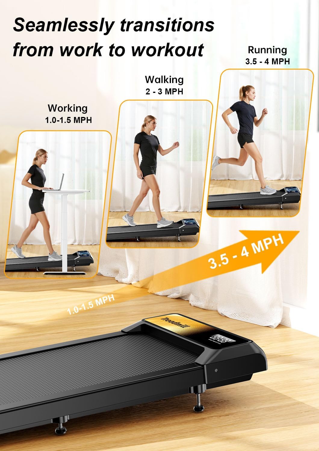 Walking Treadmill Pad with Incline, Walking 2.5HP for Home and Office, 265Lbs Weight Capacity, Treadmill with APP & Remote Control, LED Display
