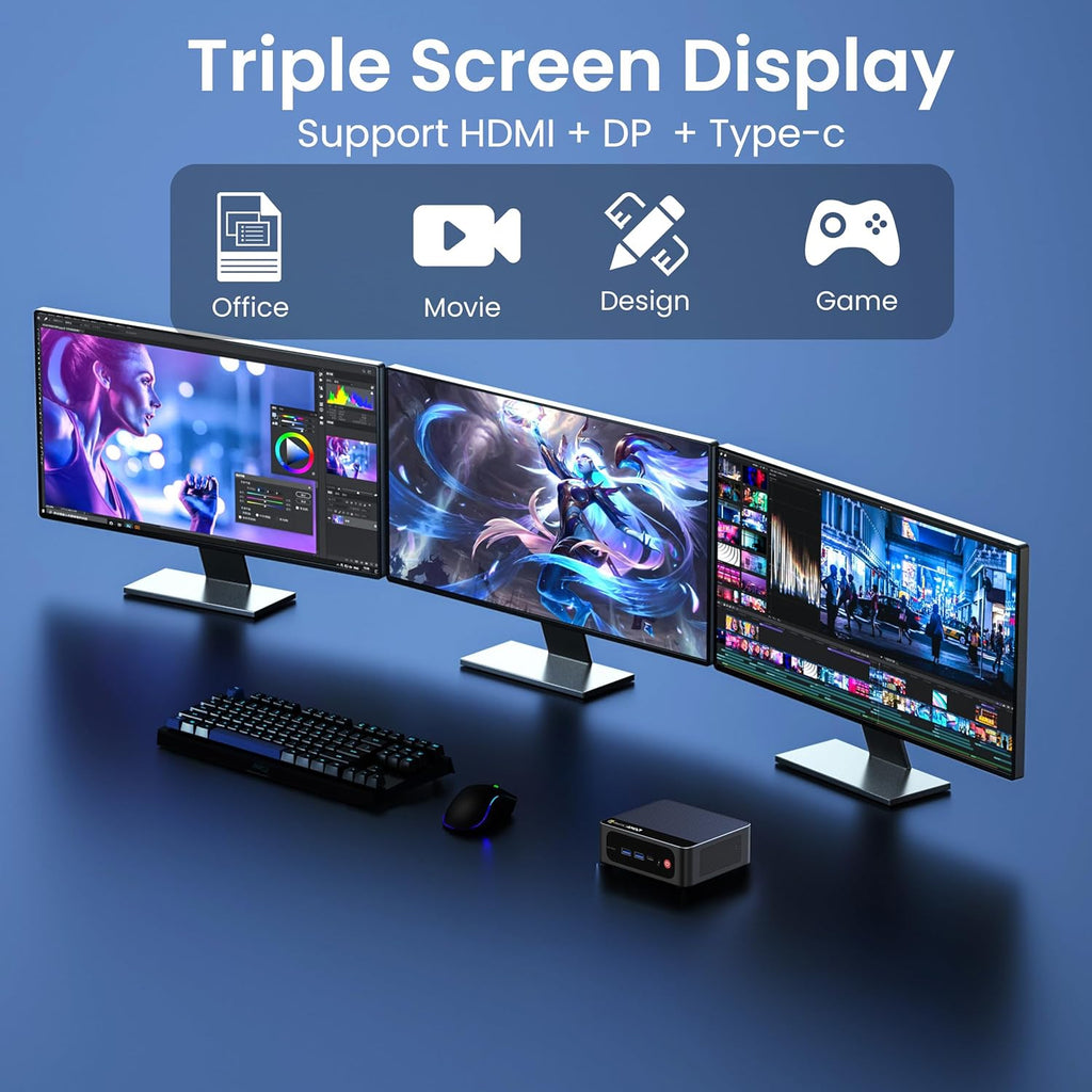 Beelink Mini PC AMD Ryzen 7 6800U Up to 4.7GHz 8C/16T  24GB LPDDR5 RAM 500GB M.2 SSD  SER5 MAX Mini Computer Support 2.5GLAN/4K Triple Screen Display(HDMI+DP+Type-C)/WiFi6/BT5.4/Home/Office