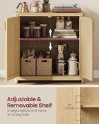 VASAGLE ELLAN Collection - Boho Buffet Cabinet with Rattan-Look Doors, Sideboard Storage Cabinet, Rounded Corners, Adjustable Shelf, for Kitchen, Oak Beige UBBK345YC01