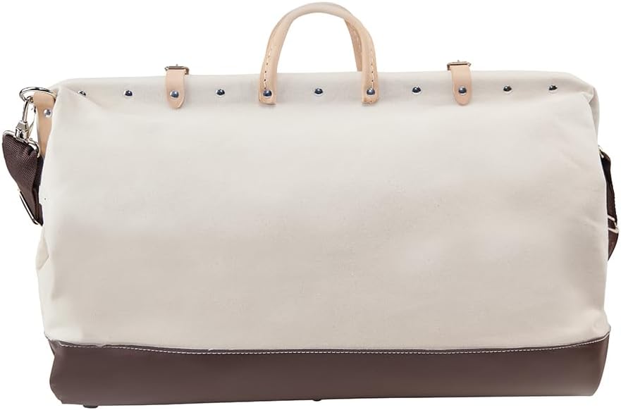 Klein Tools 5102-24SP Deluxe Canvas Tool Bag 24-Inch Made of Natural Canvas with 17 Interior Pockets and Detachable Shoulder Strap