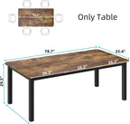 GarveeHome Industrial Dining Table for 6-8 People, 78.7 in Long Kitchen Table with Sturdy Metal Frame & Rustic Brown Finish - Seats 6 Rectangular Counter for Dinner, Easy to Install(Only Table)