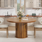 Garvee 47 Inch Round Dining Table for 4, Kitchen Table with 2-Layer Storage Shelf and a Drawer, Farmhouse Circle Dinner Table for Dining Room, Kitchen, Living Room (Table Only), Walnut