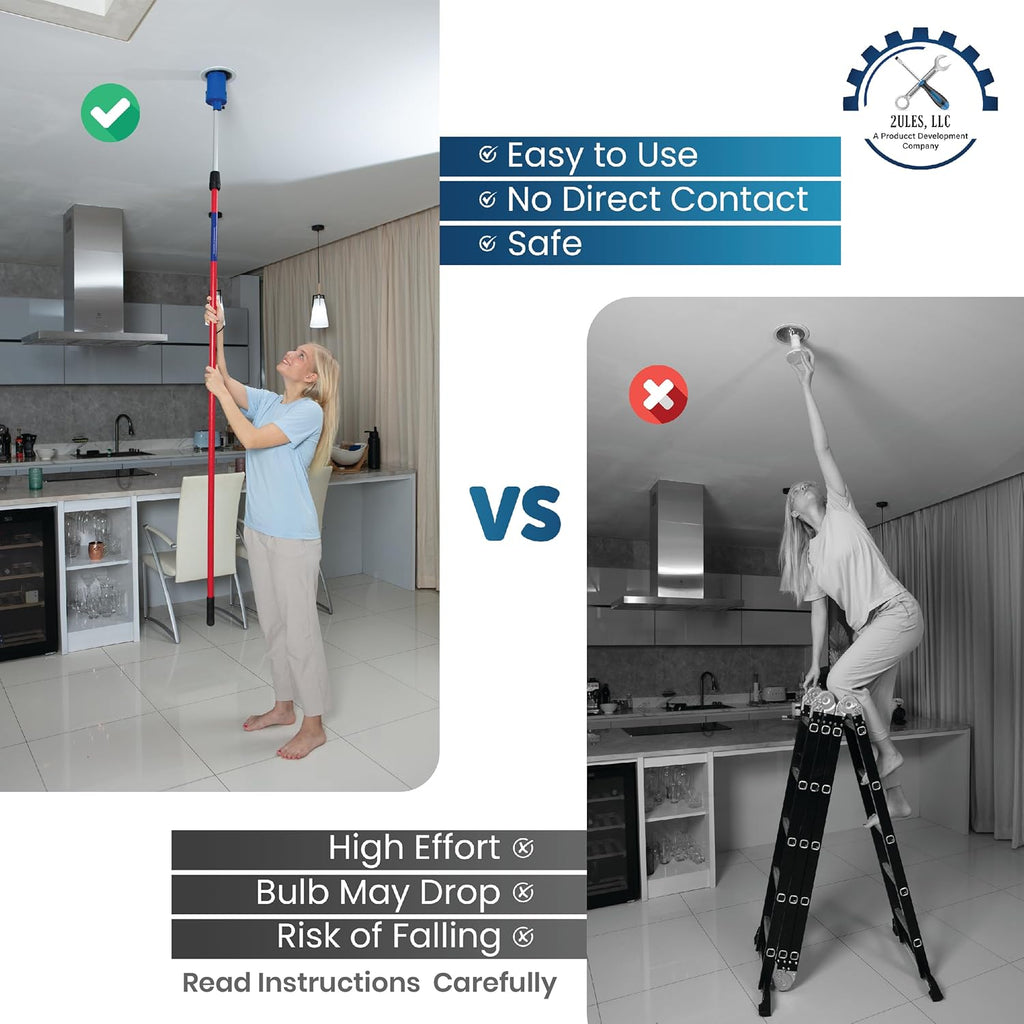 Light Bulb Changer for High Ceilings - Vacuum Operated High Ceiling Light Bulb Changer Tool, Remote-Controlled Bulb Changing Kit (Pole not Included)